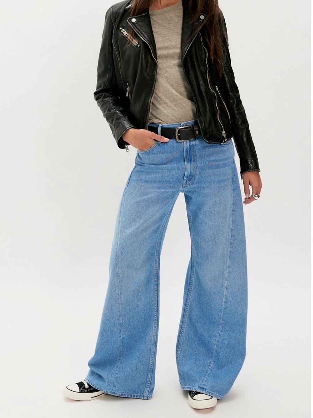 Mother Snacks the lemon twist sneak wide leg seamed jeans in Munchies